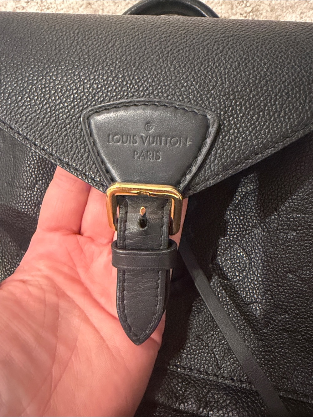 Louis Vuitton Black Embossed Monogram Leather Backpack - Picture 3 of 11